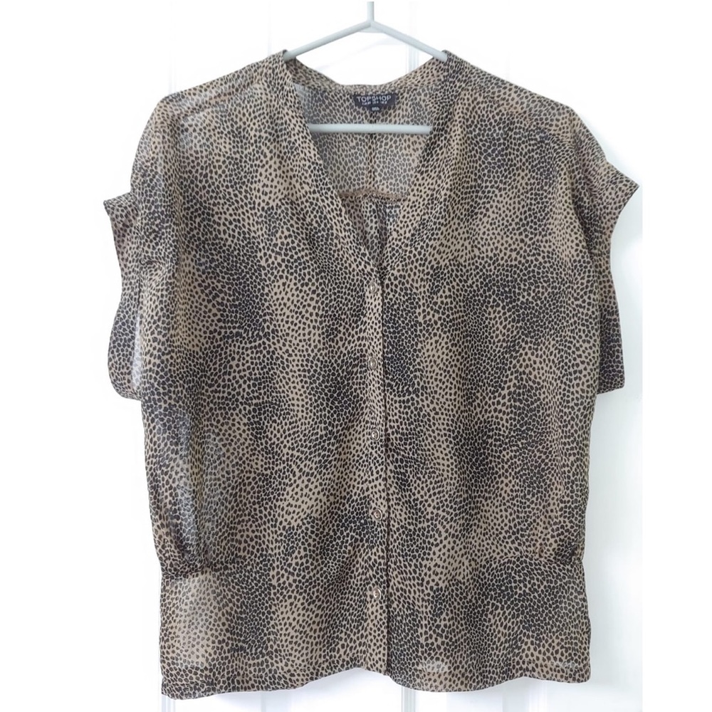 Sheer leopard topshop button up shirt